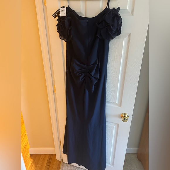 Xscape Off The Shoulder Women’s Evening Gown NAVY BLUE - Picture 4 of 6